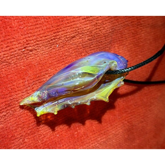 Lampwork Sea shell Multi-colored Glass pendant Necklace NEW - Picture 7 of 11
